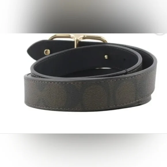 NWT Coach Women's Morgan Rectangle Buckle Belt Size MnCE971 Brown/Black - Picture 3 of 9